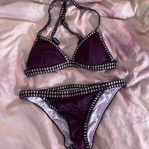 dark purple matching bikini set